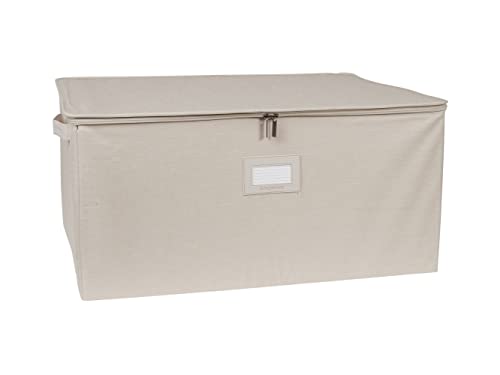 Covermates Keepsakes Zip-Top Storage Box Set, 3 Pack Heavy Duty Polyester Organizer Bins, Stackable Design, ID Window, Reinforced Handles, Closet Home Storage, Beige Heather - color: Beige Heather, size: 26W x 19.5D x 12.5H