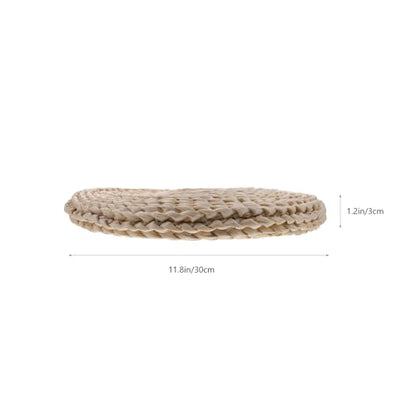 Healifty Woven Meditation Floor Mat Double-Layer 30x30cm Handmade Straw Cushion Thickened Tatami Seat Pad for Indoor Zen Sitting and Yoga