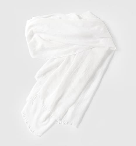 Jeelow Solid Color Scarf Wrap Shawl for Women Men – Soft Lightweight Head Scarf, All Season, Travel Beach Office Daily Wear - color: Basic White