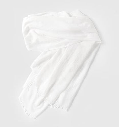 Jeelow Solid Color Scarf Wrap Shawl for Women Men – Soft Lightweight Head Scarf, All Season, Travel Beach Office Daily Wear - color: Basic White