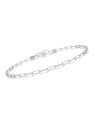 925 Sterling Silver Paperclip Chain Bracelet 3/4/5mm Silver Bracelet for Women Men Silver Bracelet 6.5-9 Inches - color: Silver 4mm, size: 9