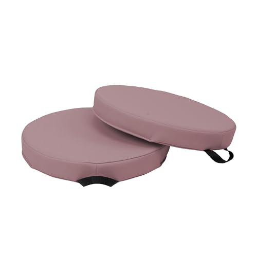 Kids 15 inch Round Floor Cushions with Handles 2-Piece Set; Modern Flexible Seating, 2 inch Thick Soft Foam Pads Ideal for Reading Corners, Children's Playrooms, Family and Media Rooms - Mauve - color: Mauve
