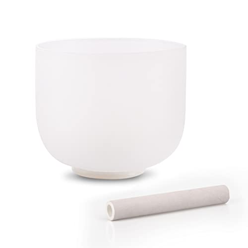 ALIOTH 8" F Note Crystal Singing Bowl Heart Chakra with Suede Mallet for Meditation, Yoga, Chakra Healing & Sound Therapy - color: F Note, size: 8 inch