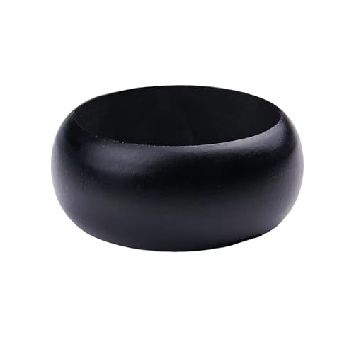Boho Wooden Bracelet Multi-Colored Wide Chunky Bangle Bohemian Jewelry Wood Wristband for Women - color: Black
