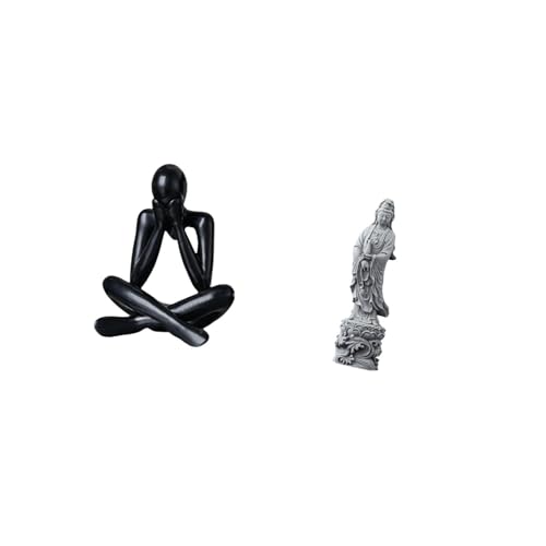 Baoblaze Abstract Figure Sculpture Decorative Figurine Collectible Desktop Ornament Modern Statue for Living Room Bookshelf Home Decor Guan Yin Statue Stone Or