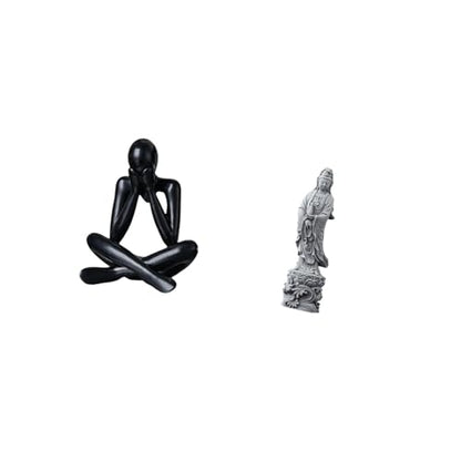 Baoblaze Abstract Figure Sculpture Decorative Figurine Collectible Desktop Ornament Modern Statue for Living Room Bookshelf Home Decor Guan Yin Statue Stone Or