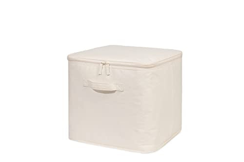 Decorative Basket Rectangular Fabric Storage Bin Organizer Basket with Handles for Clothes Storage (14.1 x 14.1 x 12.5, Beige) - size: 14.1 x 14.1 x 12.5''