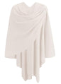 PULI Womens Large Cross Front Poncho Sweater Wrap Topper Knitted Elegant Shawls Cape for Fall Winter - color: 1-cream