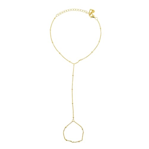Hand Chain Bracelet for Women, Minimalist Stacking Summer Festival Bracelets, 18K Gold Plated Silver Jewelry, Gift for Her - color: 01-Beaded Hand Chain