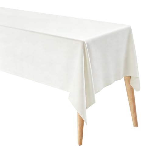 M METERXITY Rectangle Tablecloth, 63 x 100 Inch Thickened Waterproof Polyester Table Cloth for Banquets/Buffet/Parties/Wedding, Anti-Wrinkle Washable Decorative Table Cover [Beige White] - color: Beige White, size: 100" x 63" (Rectangular)