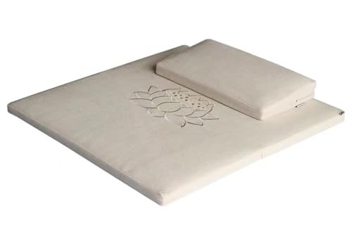 Meditation Cushion Set,Bolster Floor Pillows Seating for Adults Meditation, Zen Pad and Foldable Square Floor Pillows, Yoga Mats(Size:60x60cm(24x24inch),Color:Off White) - color: Off White, size: 60x60cm(24x24inch)
