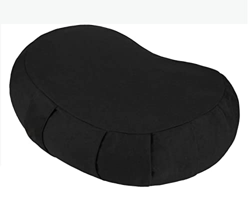 Yoga Meditation Cushion, Zabuton Meditation Pillow, Yoga Bolster/Pillow, Floor seat, Zippered Organic Cotton Cover, Natural Buckwheat - color: Black, size: 16.9*10.6*5.5inch