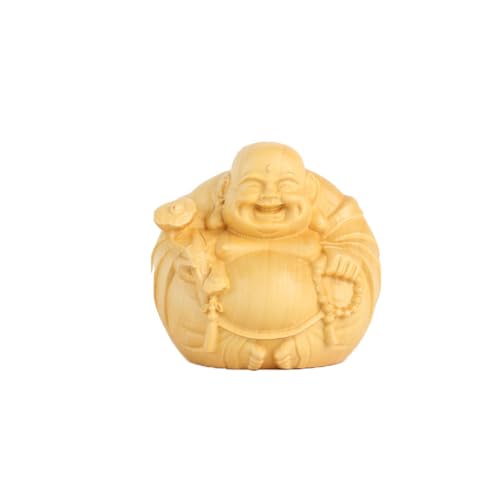 Antique Maitreya Wooden Statue Decor - Decorative for Living Room, Spa, or Yoga Studio Center, Zen Meditation Wood Carving Decoration for Living Room Bedroom Decor