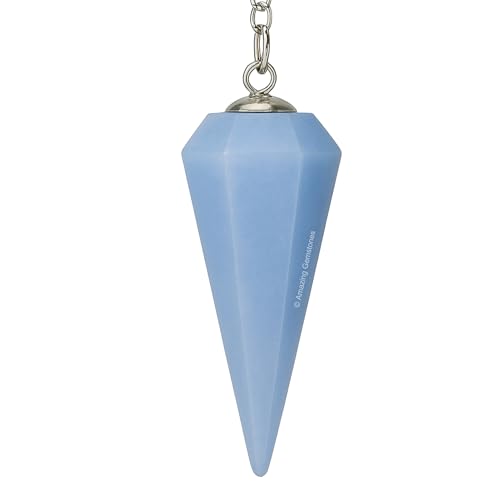 Amazing Gemstone Blue Calcite Crystal Pendulum for Divination - Certified Dowsing Crystals and Healing Stones for Chakra Balancing and Meditation - Enhance Reiki Spiritual Growth - color: Blue Calcite