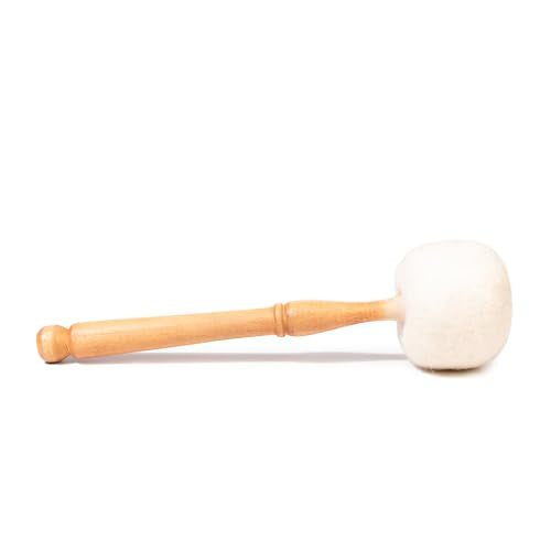 Drum Mallet Wool Felted Drum Stick - 9 Inches Wool Mallet for Gongs & Large Singing Bowls by Himalayan Bazaar - color: White