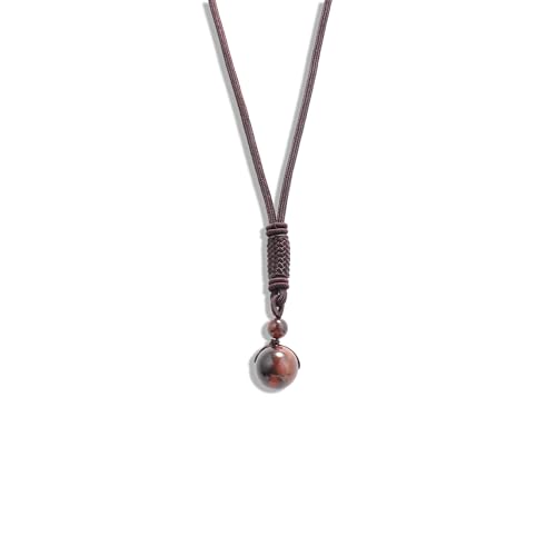 Natural Tiger Eye Stone Bead Pendant Necklace for Healing and Protection Crystal Necklace for Men and Women Adjustable - color: Red Tiger Eye