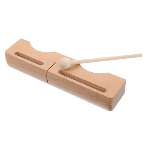 SECFOU Wooden Rhythm Percussion Block with Mallet Hardwood Musical Instrument for Adults Dual Bass Tones for Music Education and Performances