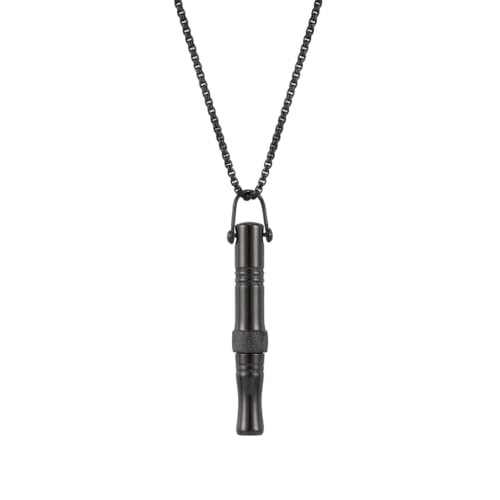 Breathing Easy Necklace, Mindfulness Breathing Stainless Steel Pendant for Stress Relief, Anxiety Management & Smoking Cessation Aid, Intricate Engraving for Men Women - color: Cylindrical Rotating Fidget Ring-Black