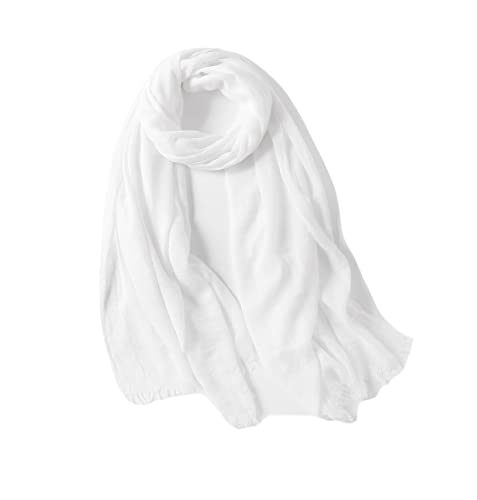 Jeelow Solid Color Scarf Wrap Shawl for Women Men – Soft Lightweight Head Scarf, All Season, Travel Beach Office Daily Wear - color: Basic White