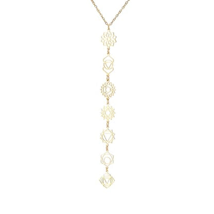 7 Chakra Necklace for Women Stainless Steel Spiritual Healing Chakra Pendant Necklace Yoga Meditation Jewellery for Mother's Day - color: Style1-G