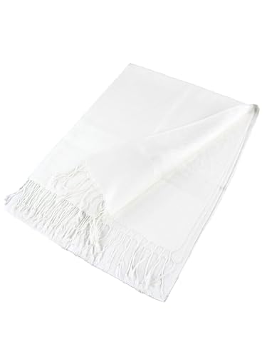 Pashmina Shawl Wrap for Women Soft Lightweight Multi-Purpose Scarf for Weddings, Parties & Casual Wear - color: Jacquard White - Pl1829
