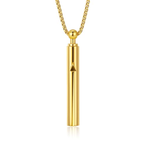 Breathing Easy Necklace, Mindfulness Breathing Stainless Steel Pendant for Stress Relief, Anxiety Management & Smoking Cessation Aid, Intricate Engraving for Men Women - color: Gold