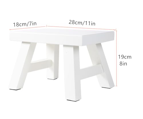 Small Stool Wooden Step Stool Footstool Solid Wood 8 inch for Kids Adults Plant Stand Fishing Stool (White) - color: White