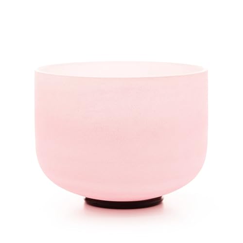 Hye-eun Pink Crystal Singing Bowls Set, 432hz 8"G 10"F 12"C 3pcs Frosted Quartz Chakra Sound Bowl with Beige Carrying Case for Sound Healing Yoga Meditation - color: 432hz 8"G 10"F 12"C Pink 3pcs