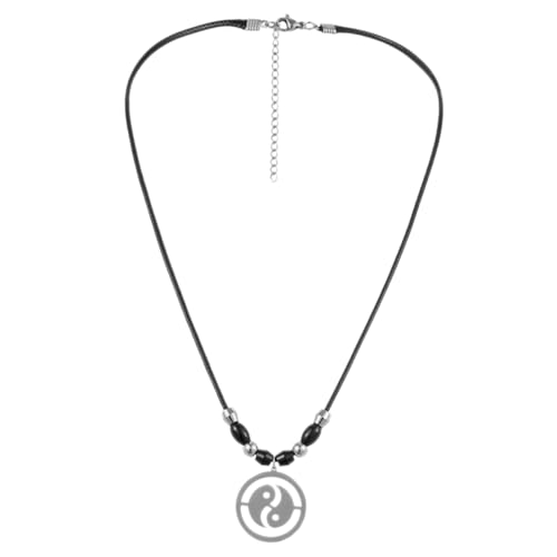 Meditation Pendant Necklace for Men Vintage Hollow Symbol Chain Unique Design for Mindfulness and Spirituality Adjustable Length Chinese Jewelry