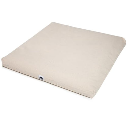 Zabuton, Eclipse line, Buckwheat Filled Meditation Cushion, 23" x 23" - color: Natural