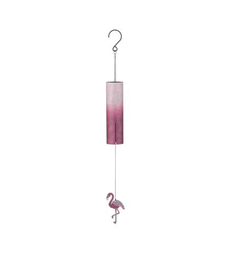 Regal Art & Gift Shoreline Wind Bell Chimes - Outdoor Decorative Metal Hanging Chime - Relaxing Sound for Yard, Patio, Porch or Garden - Flamingo
