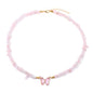 Bohemian Crystal Butterfly Necklaces Stress Relief Anxiety Yoga Pendant,Healing Natural Stone Mantra Choker for Women Teen Girls Friendship Birthday Mothers Day Gift Summer Beach Jewelry - color: Rose Quartz