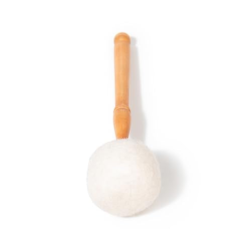 Drum Mallet Wool Felted Drum Stick - 9 Inches Wool Mallet for Gongs & Large Singing Bowls by Himalayan Bazaar - color: White