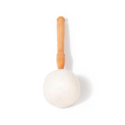 Drum Mallet Wool Felted Drum Stick - 9 Inches Wool Mallet for Gongs & Large Singing Bowls by Himalayan Bazaar - color: White
