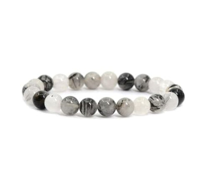 Adabele 1pc Natural Stretch Gemstone Bracelet 8mm (0.31") Bead 7 Inch to 8.5 inch Healing Crystal Energy Quartz Chakra Jewelry Women Unisex Birthday Gift - color: Black Rutilated Quartz, size: 7 inch
