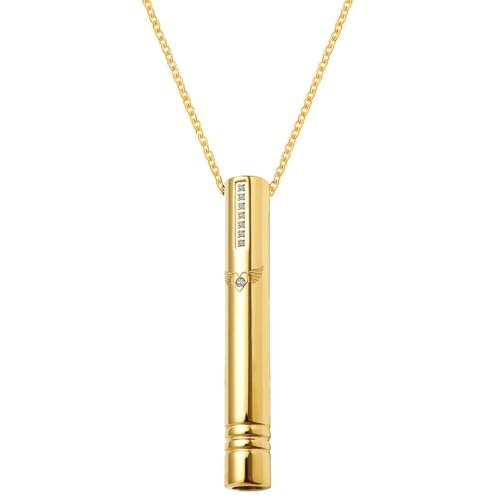 GulCean Breathing Necklace for Anxiety & Stress Relief - Meditation & Relaxation Tool for Mindful Breathing - Heart Wing Zirconia Design Stainless Steel Breathing Necklace for Women Men