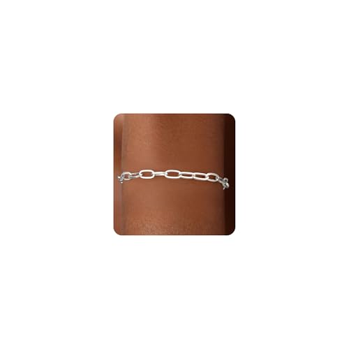 S925 Sterling Silver Paperclip Chain Bracelets for Women - Sterling Silver Paperclip Chain Bracelet Handmade Jewelry Gold Bracelets for Women 8"
