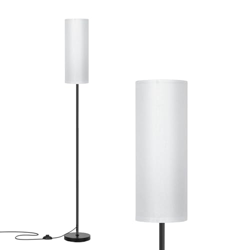 FRIDEKO HOME Floor Lamp with White Shade, Simple Design with Foot Pedal Switch, Small Tall Lamps for Living Room Bedroom Office, Corner Floor Stand Light with Black Pole Lamp (No Bulb/No Remote) - color: White (No Bulb/ No Remote)