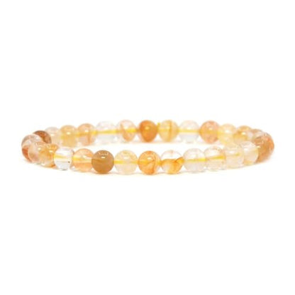Justinstones Gem Semi Precious Gemstone 6mm Round Beads Stretch Bracelet 6.5 Inch - color: Gold Phantom Quartz