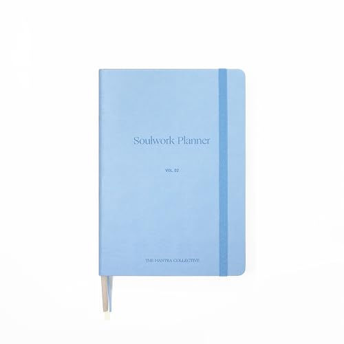 Soulwork Planner - 6 Months Undated, Guided Journal Prompts, B5 Daily Planner, To-Do Lists, Intention Setting, 360 Pages, Leather Fabric Hardcover, 6.9” x 9.8”, 100g Ivory Offset Paper (Blue) - color: Blue