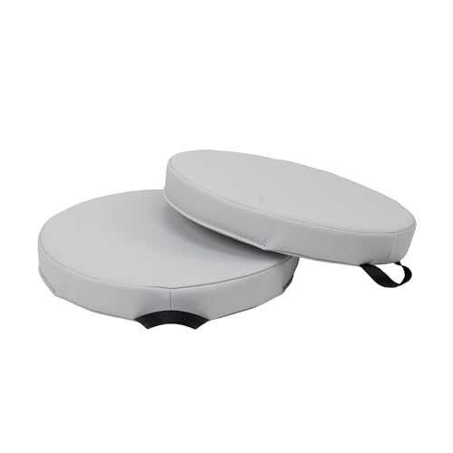 Kids 15 inch Round Floor Cushions with Handles 2-Piece Set; Modern Flexible Seating, 2 inch Thick Soft Foam Pads Ideal for Reading Corners, Children's Playrooms, Family and Media Rooms - Sterling - color: Sterling