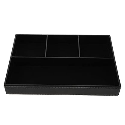 Cabilock Desktop Storage Box 12X7.87X1.69In with Separate Tray Jewelry Organizer Sundry Holder for Keys Accessories and Small Items