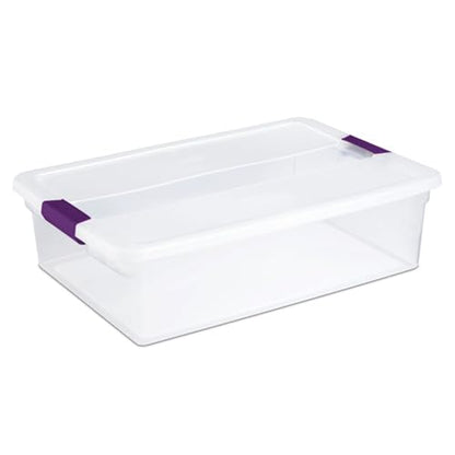 Sterilite 12-Pack 32 Quart ClearView Latch Box, Stackable Organizer Bins with Latching Lids - Clear Plastic Organization Containers for Closet, Bedroom, Shelving Units and Everyday Home Storage - size: 12 Pack, style: 32 Quart