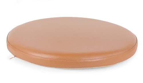 Sigmat PU Leather Round Chair Cushion Memory Foam Waterproof Round Stool Cushion for Kitchen Stool, Living Room Chiar, Office Chair, Car or Floor Pillow(16 Inch, Brown) - color: Brown, size: 16 Inch