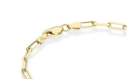 Miabella 18K Gold Plated 925 Sterling Silver Italian 3mm Paperclip Link Chain Bracelet for Women Men, Made in Italy - style: Length 7.5 Inches (women's average size)