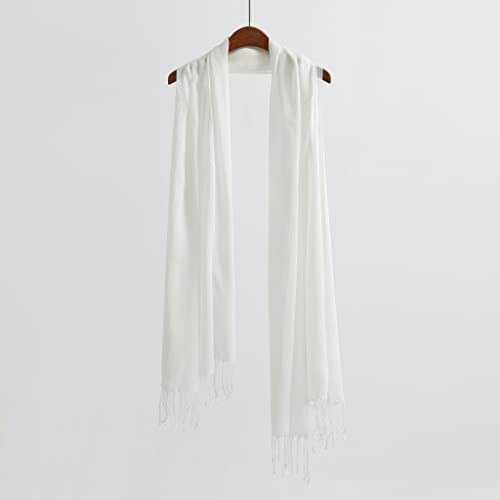Jeelow Solid Color Scarf Wrap Shawl for Women Men – Soft Lightweight Head Scarf, All Season, Travel Beach Office Daily Wear - color: White Modal