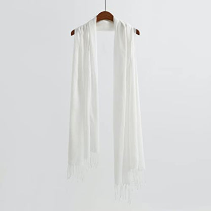 Jeelow Solid Color Scarf Wrap Shawl for Women Men – Soft Lightweight Head Scarf, All Season, Travel Beach Office Daily Wear - color: White Modal
