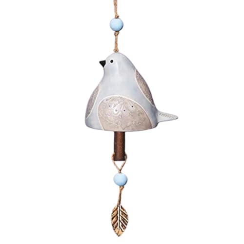 Wind Chimes for Outside – Handcrafted Small Wind Chime with Metal Leaf & Colorful Beads, Weather-Resistant Outdoor Hanging Decor for Garden, Patio, or Balcony (Single Bird-Silver) - color: Single Bird-silver