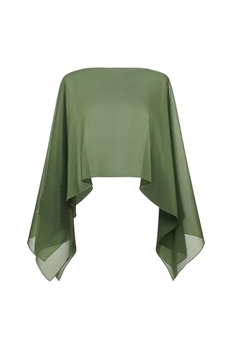 Coucoland Shawl Wraps for Women Sheer Chiffon Shawl Elegant Soft Wraps for Evening Dress Wedding Party - color: Green