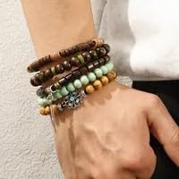 Bohemian Style Personalized Retro Multi-Piece Set Of Wooden Bead Bracelets Stacked Wooden Bead Bracelets